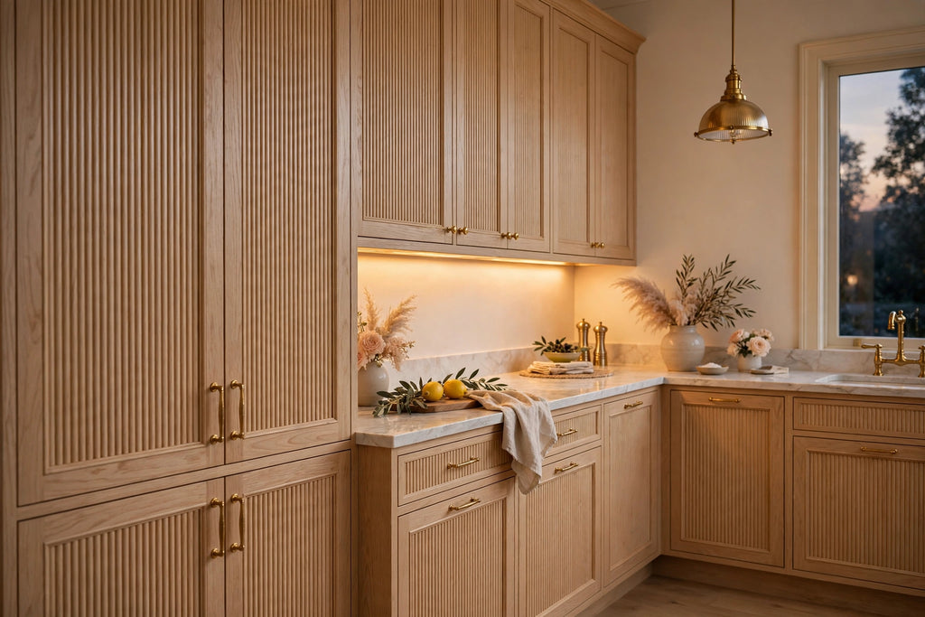 White Oak Fluted Cabinets — Sample Door