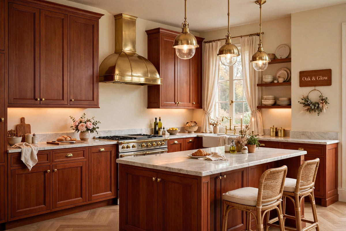 Cherry shaker cabinets — sample door — kitchen rendering