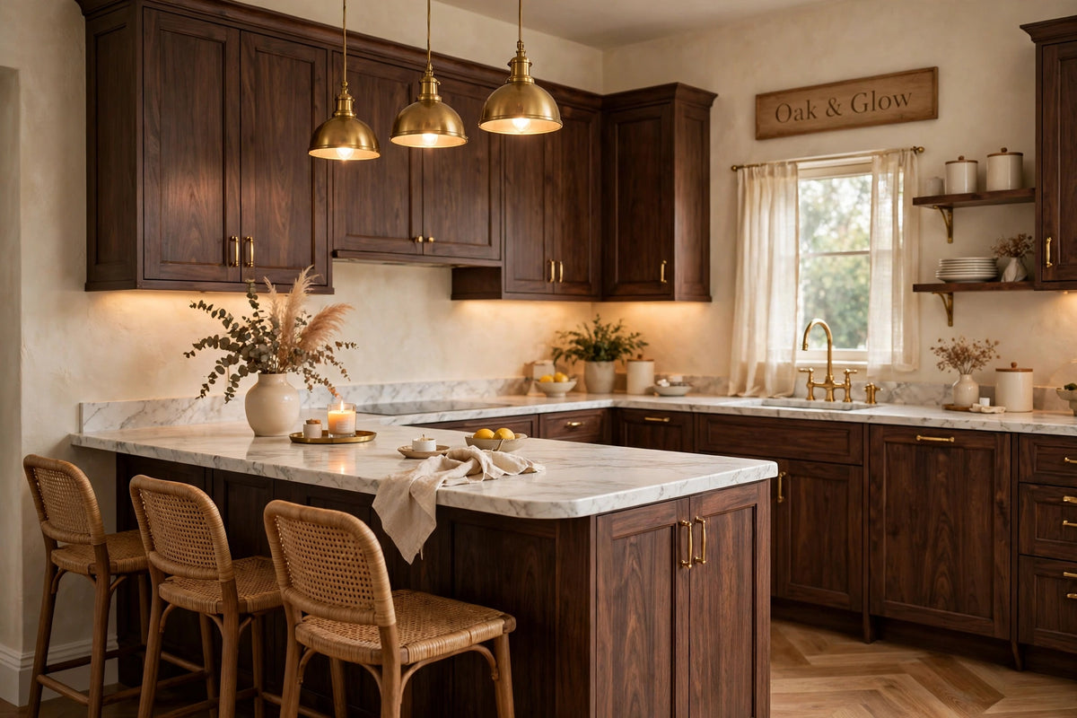 Walnut shaker cabinets — sample door — kitchen rendering