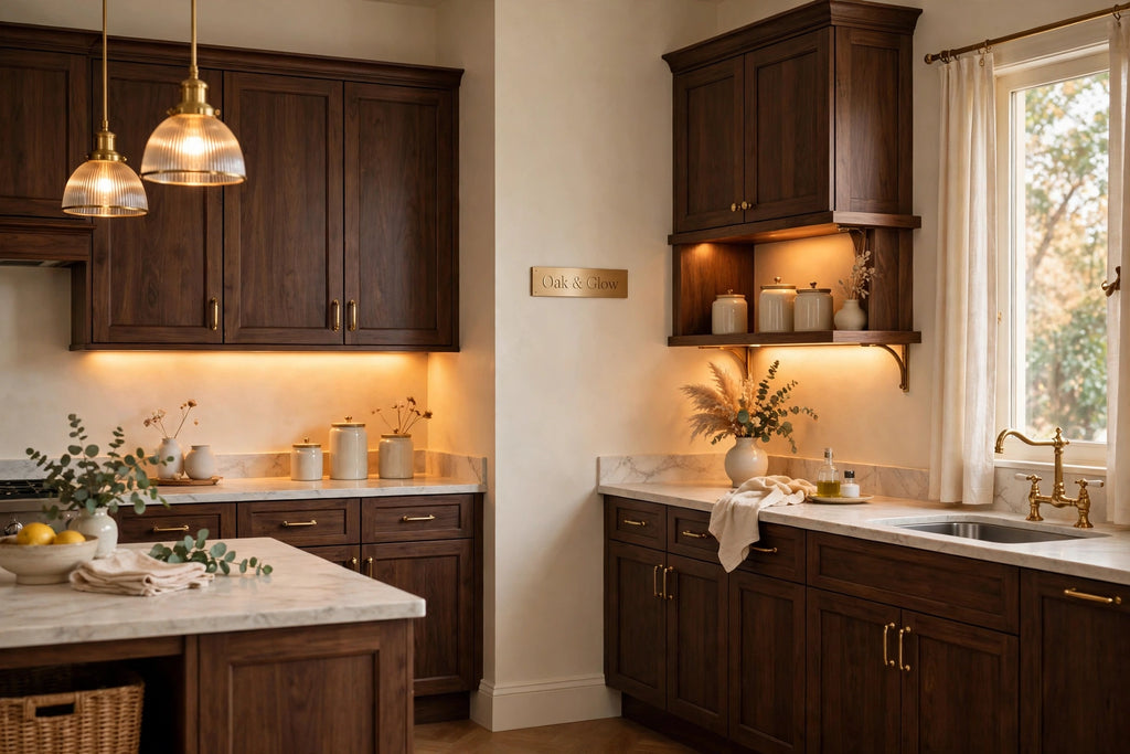 Walnut shaker cabinets — sample door — kitchen rendering