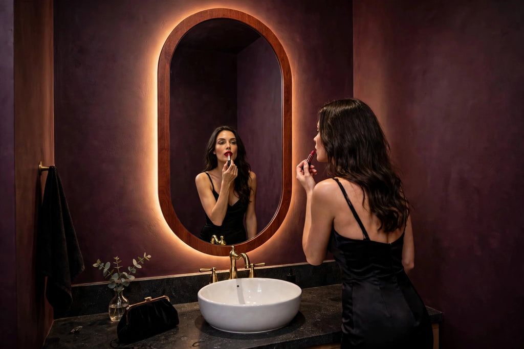 Custom lit cherry capsule mirror