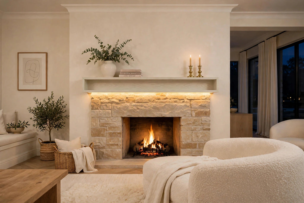 Custom lit poplar mantel