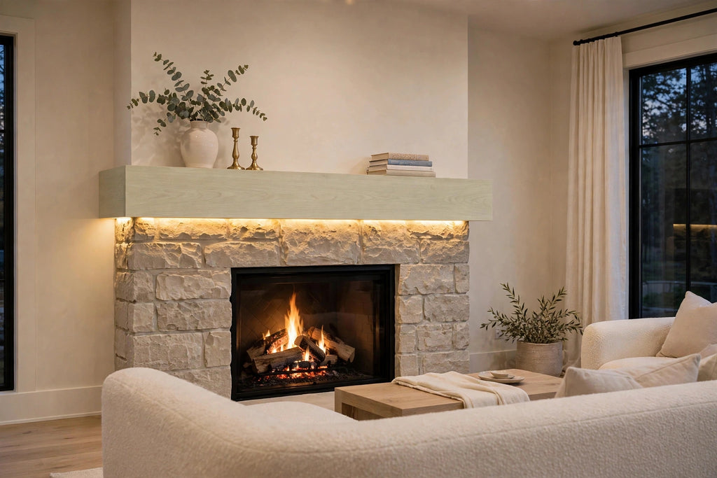 Custom lit poplar mantel