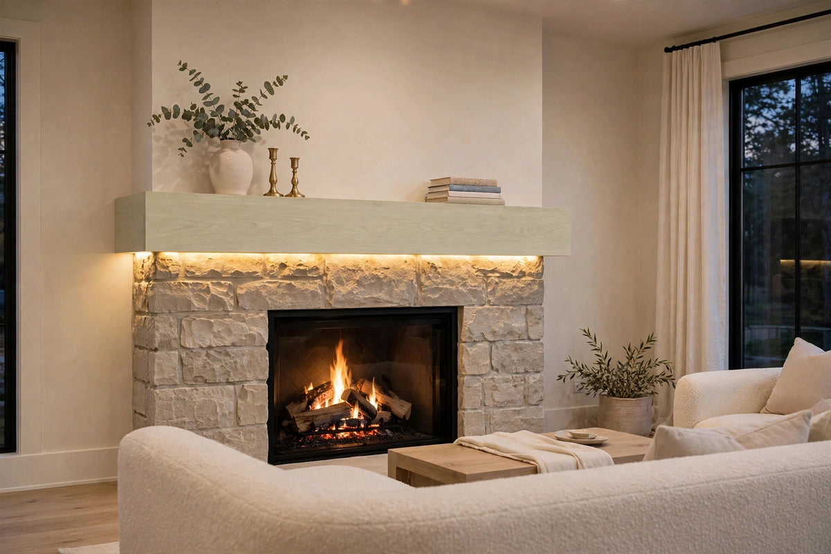 Custom lit poplar mantel