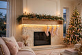 Custom lit white oak mantel — Christmas styling
