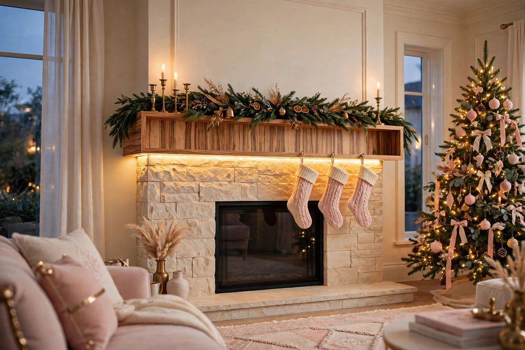 Custom lit zebrawood mantel