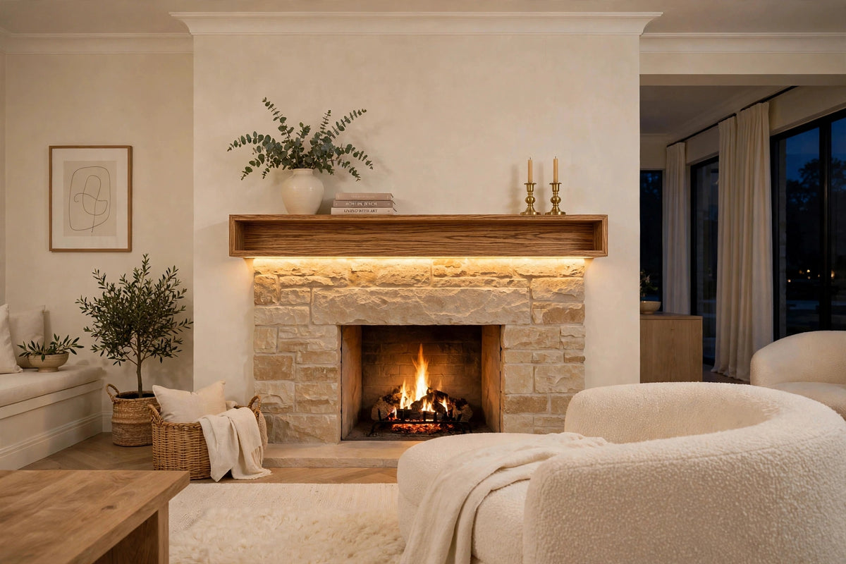 Custom lit zebrawood mantel