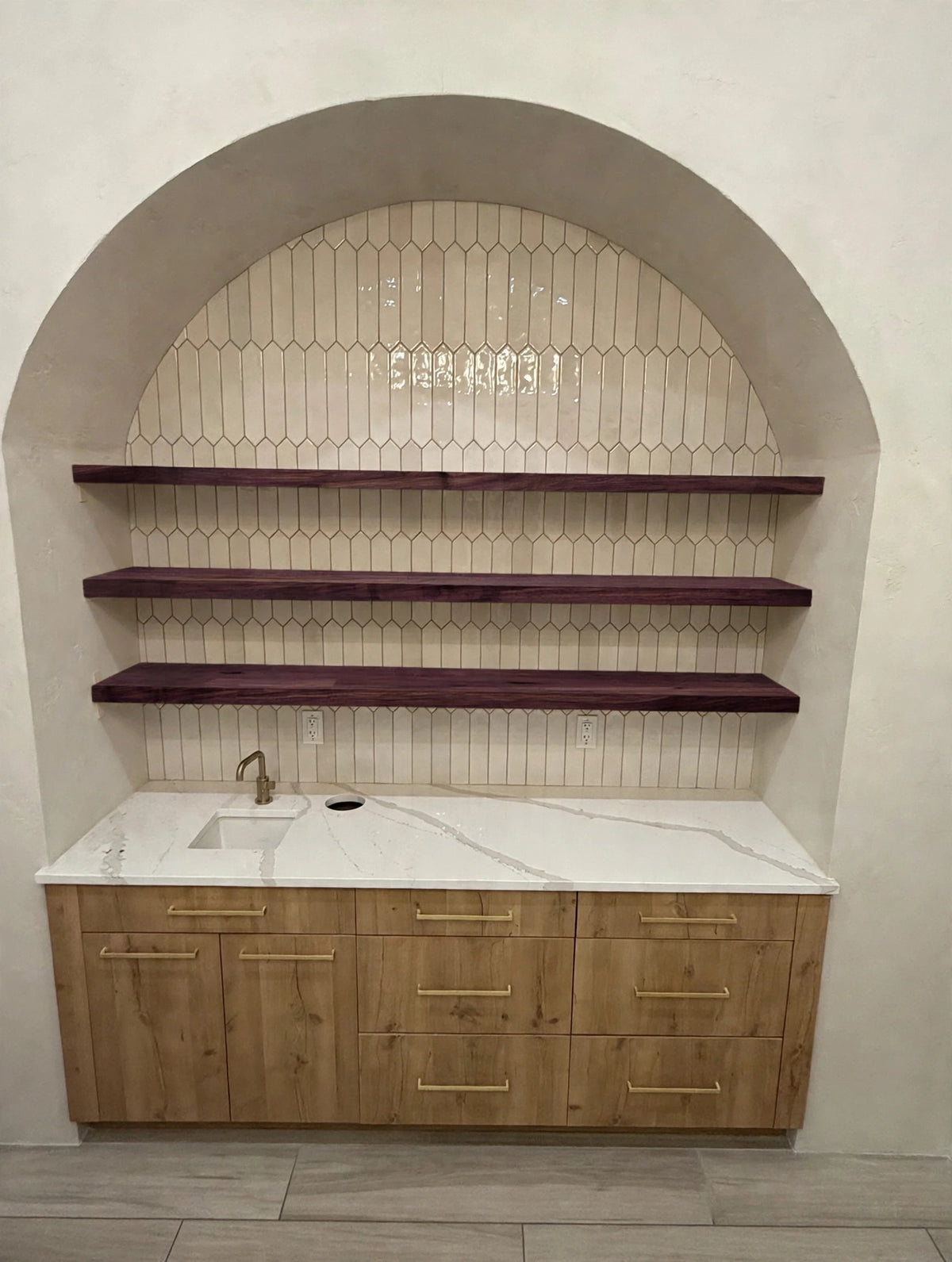 Oak & Glow lighted purpleheart shelf