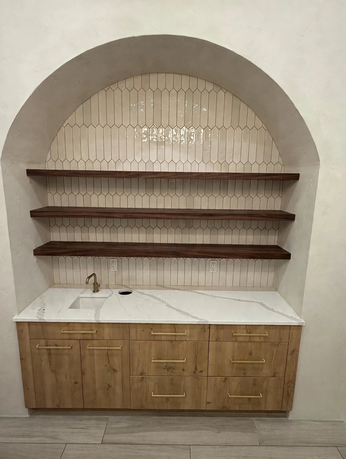 Oak & Glow lighted walnut shelf